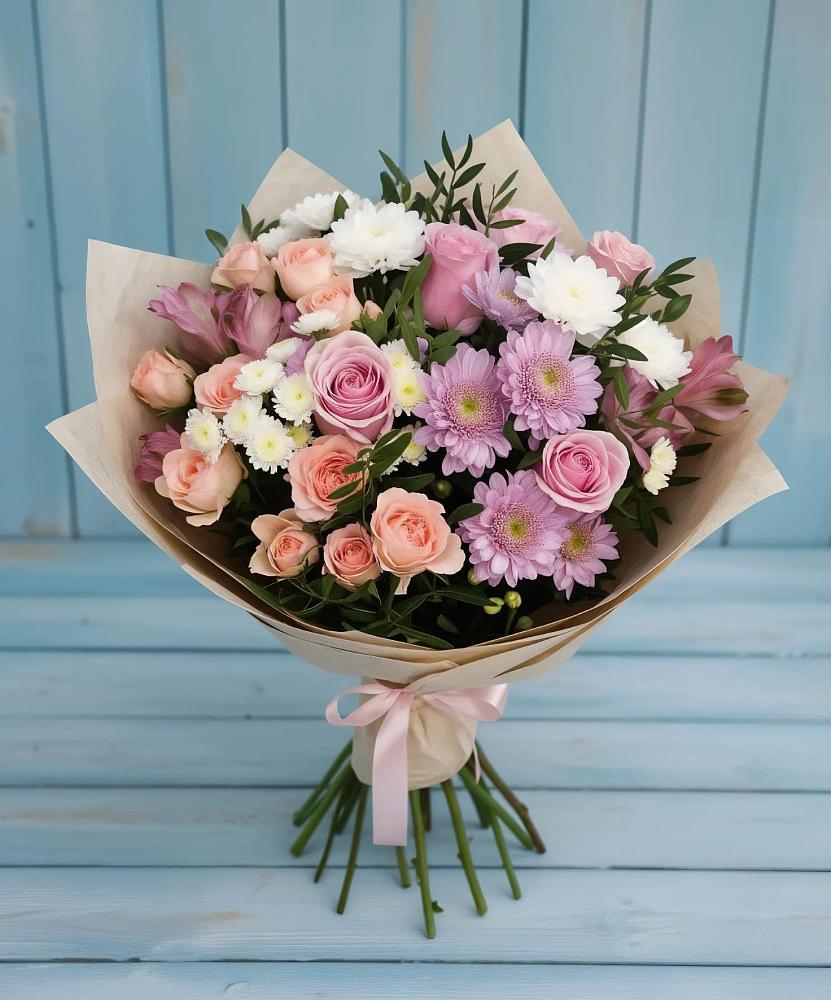 Букет цветов из: Хризантемы, Розы и Альстромерии в Жилине