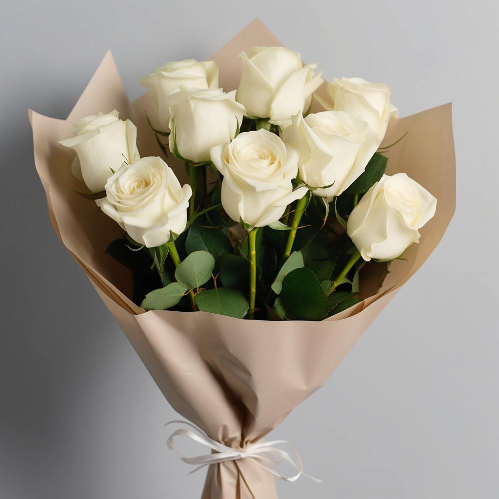 Букет 9 Белых роз Эдлесс Лав в Жилине