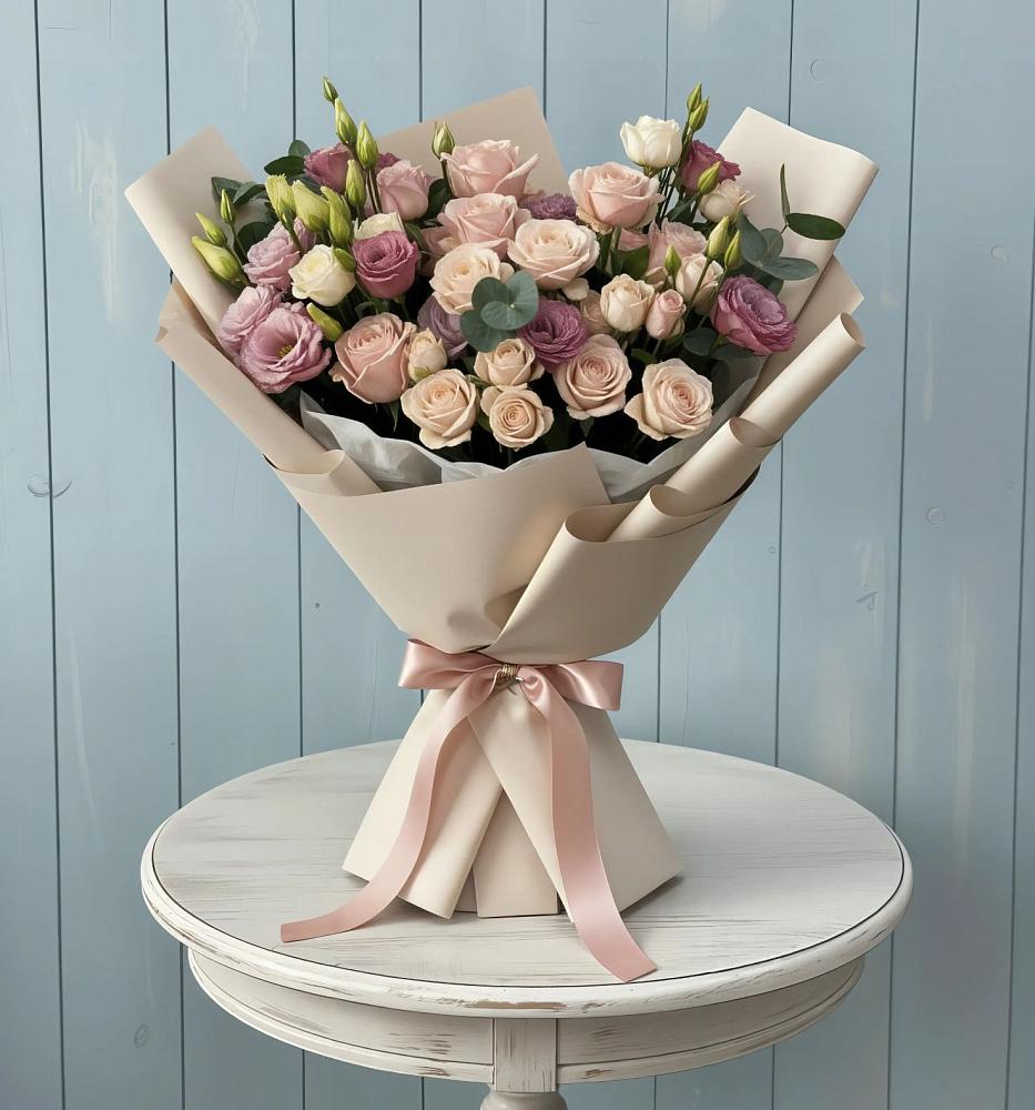 Букет цветов из: Розы и Лизиантусы в Жилине