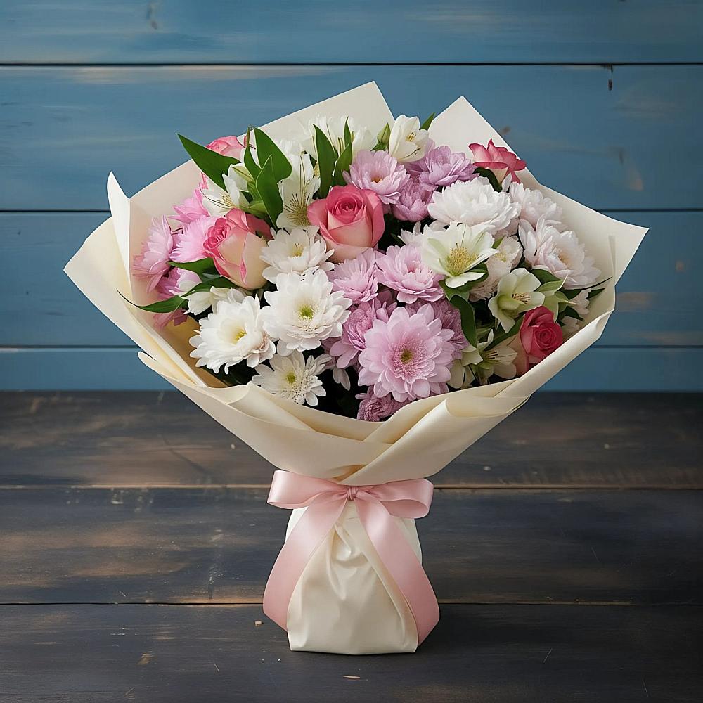 Букет цветов из: Хризантемы, Альстромерии и Розы в Жилине